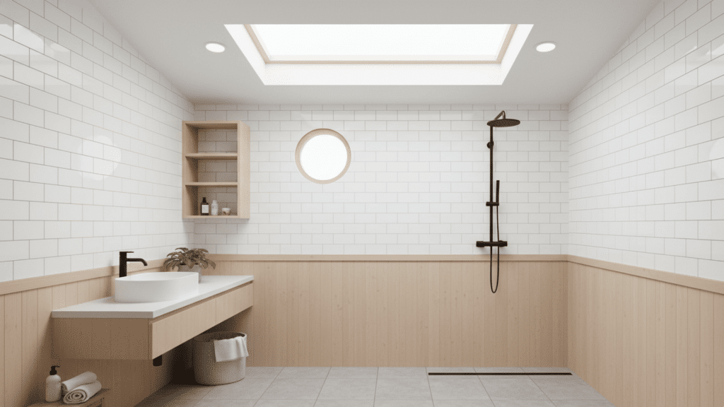 Scandinavian Natural Wood Wet Room