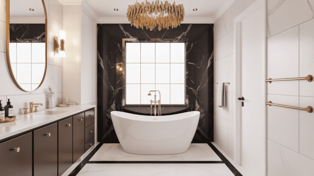 black and white wet room