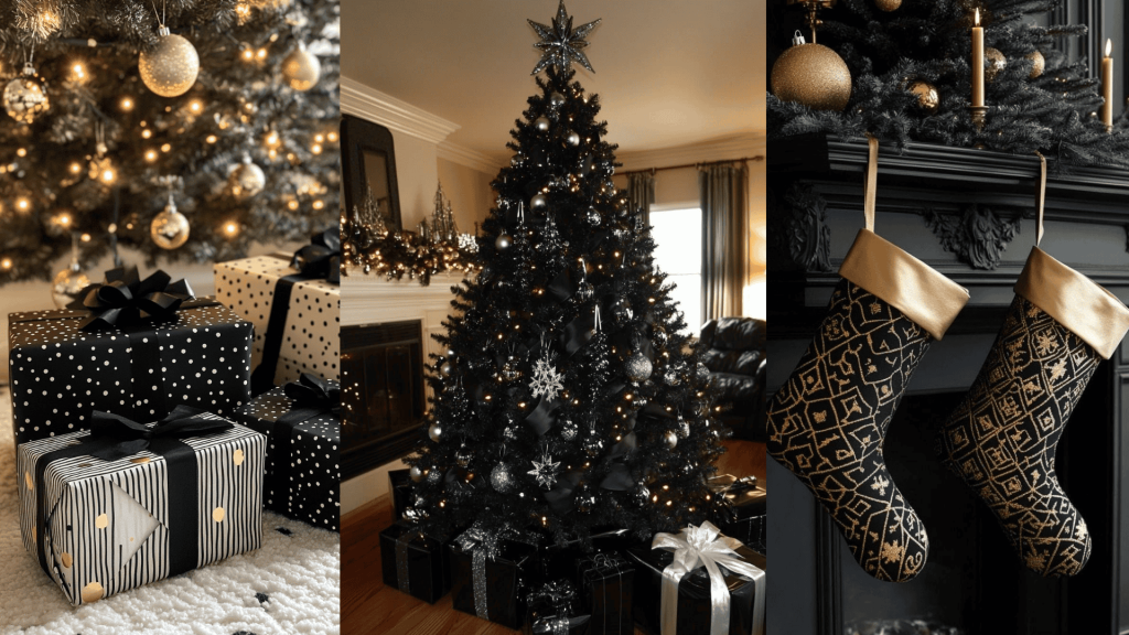 black white and gold christmas