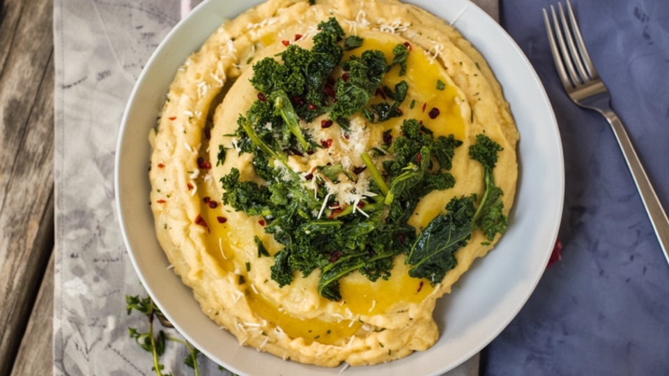 creamy parmesan polenta with sauteed greens