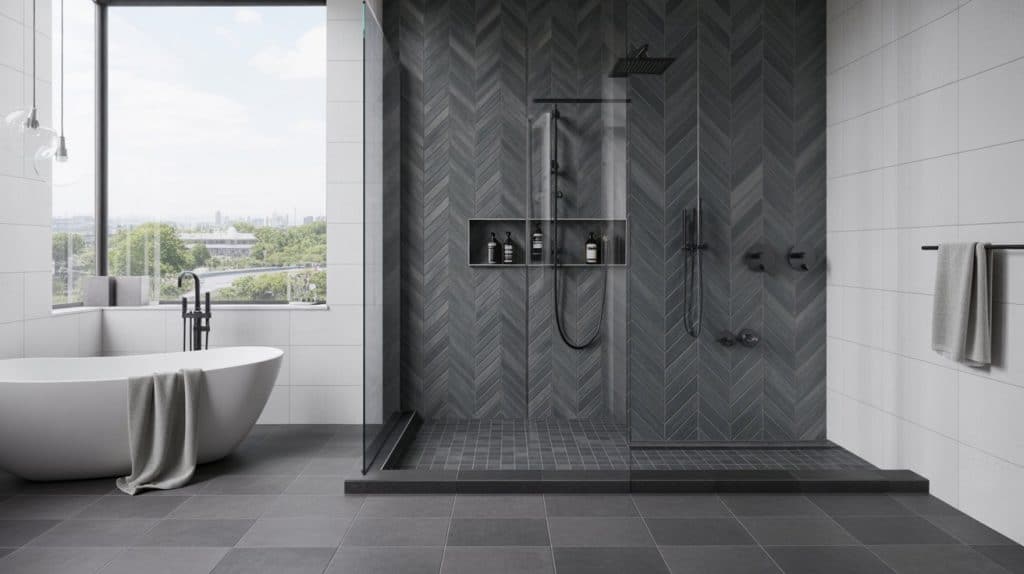 curbless tile on tile