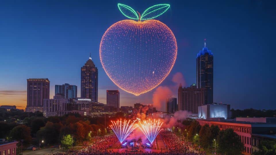 experience atlantas digital drone peach drop