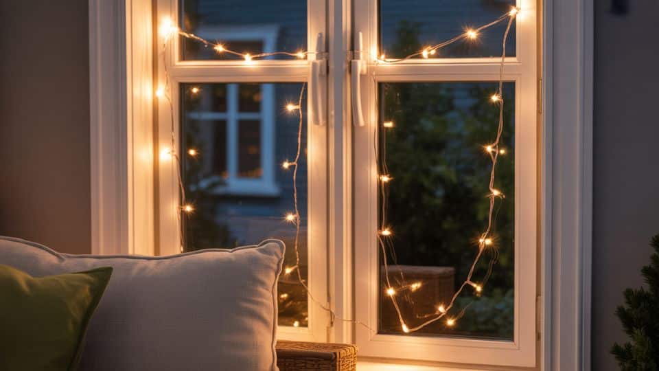 frame windows with fairy lights