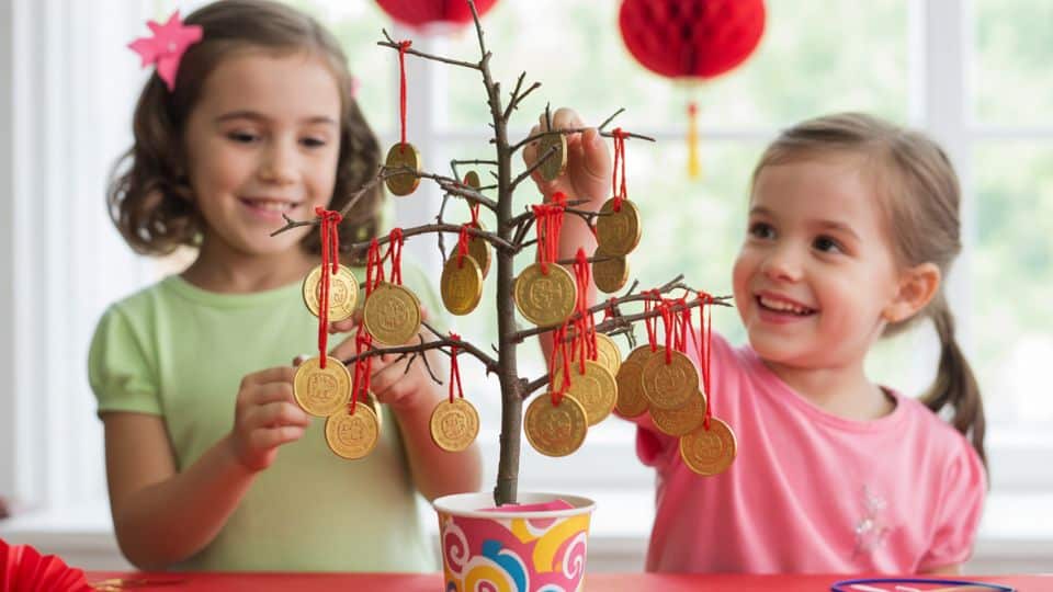 gold coin tree centerpiece