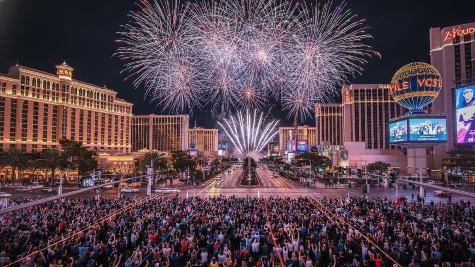 las vegas strip fireworks