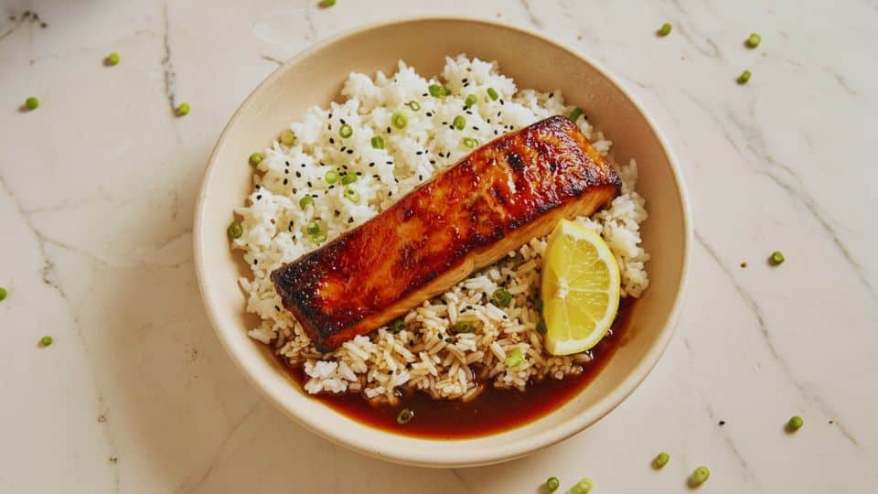 maple miso glazed salmon
