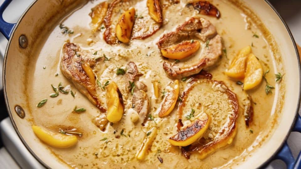 pan seared pork chops with apple reduction
