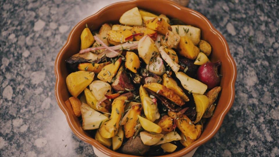 roasted root vegetables with rosemary