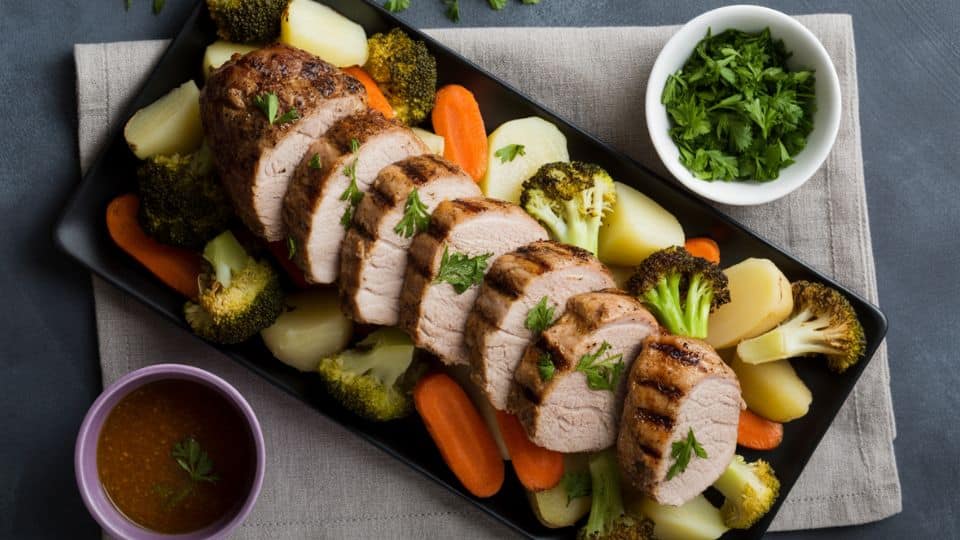 sheet pan pork tenderloin and winter vegetables