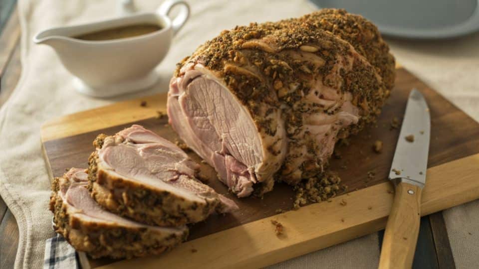 slow cooked pork roast with herbs