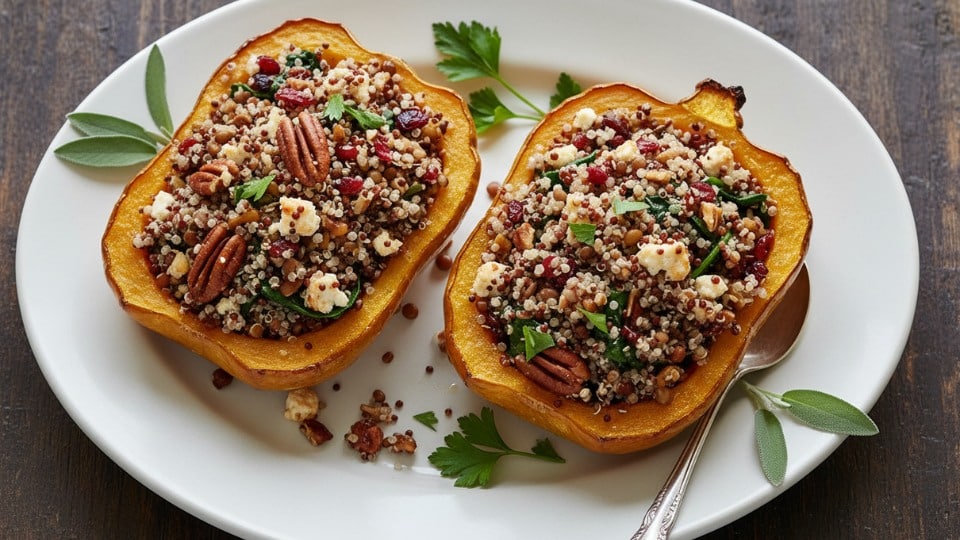 stuffed delicata squash with herbs (1)