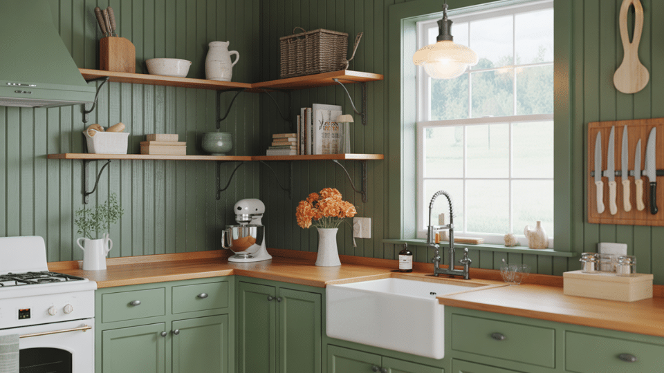 dark green shiplap paneling