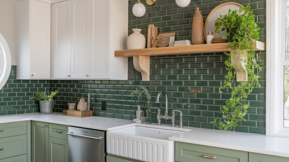 dark green tile walls glossy finish (2)