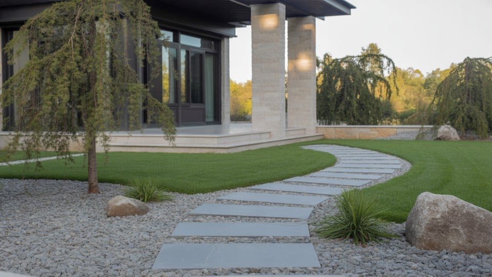 gravel between pavers look