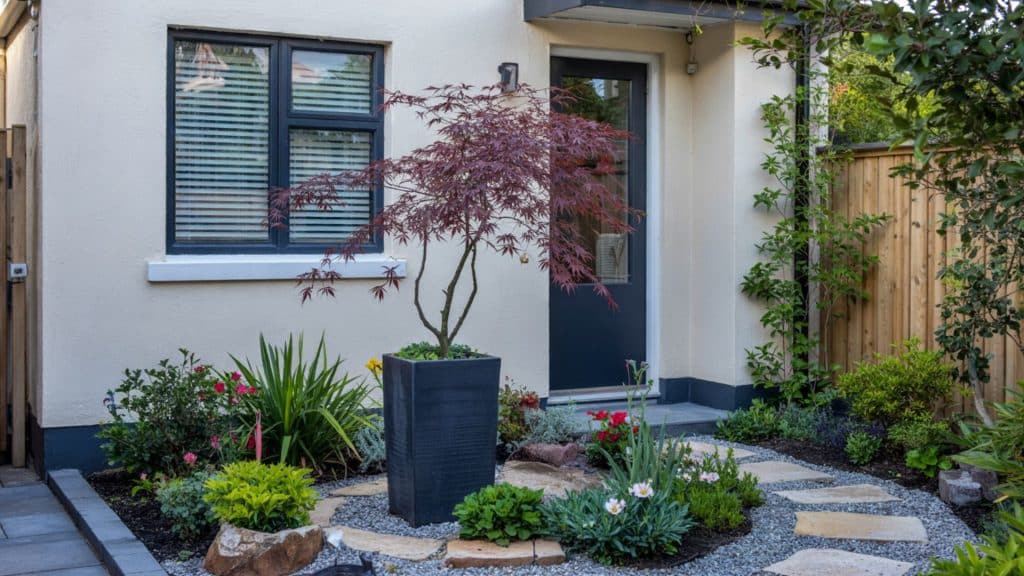 narrow feature tree small garden