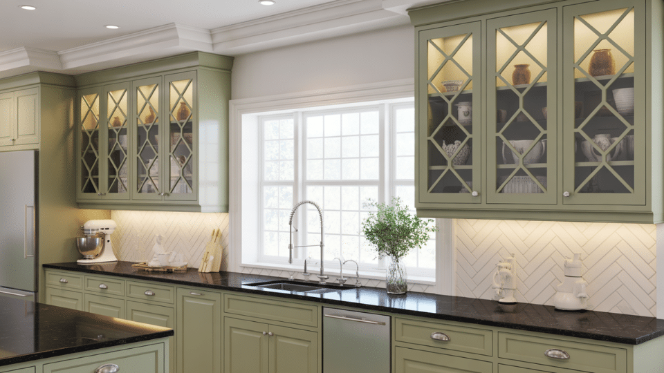 patterned floors green accents