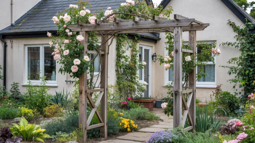 slim pergola arch small garden