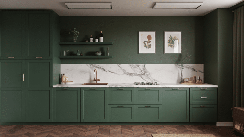 two tone walls dark green