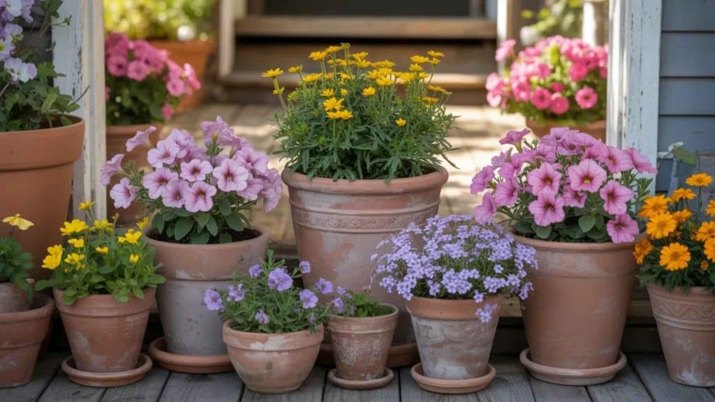 Colorful Cottage Style Flower Pots