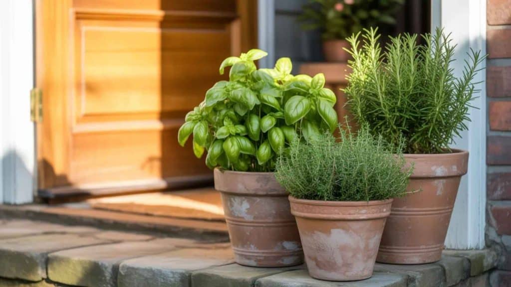 Herb Planters Near the Front Steps