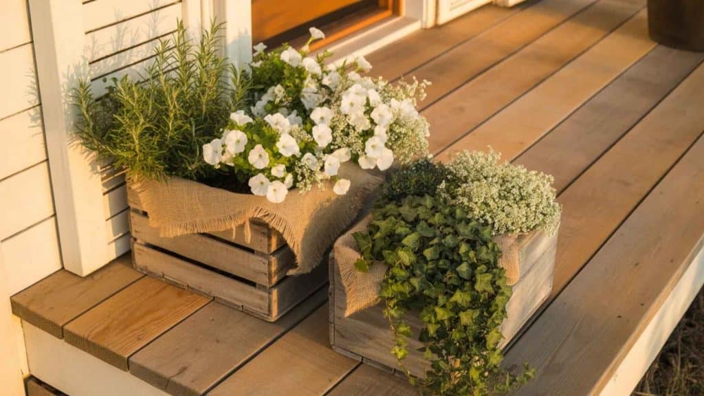 Rustic Wood Crate Planter Displays