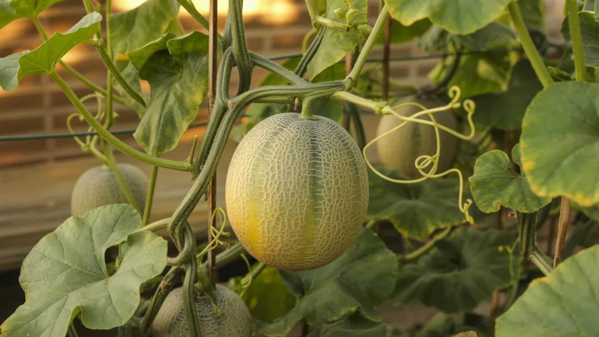 cantaloupe-plant-growing-on-vine