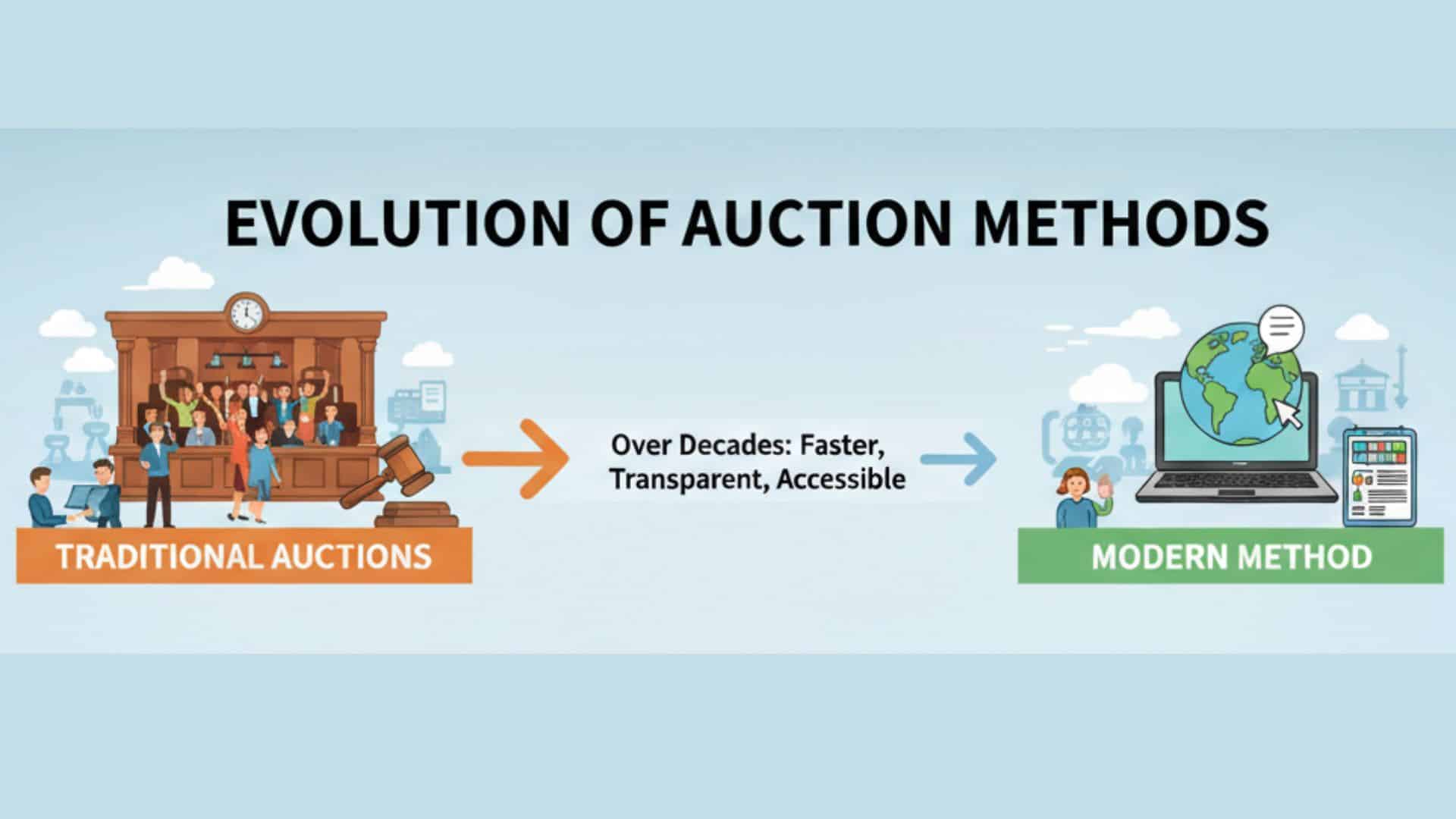 inforgraphic showing evolution of auction methods
