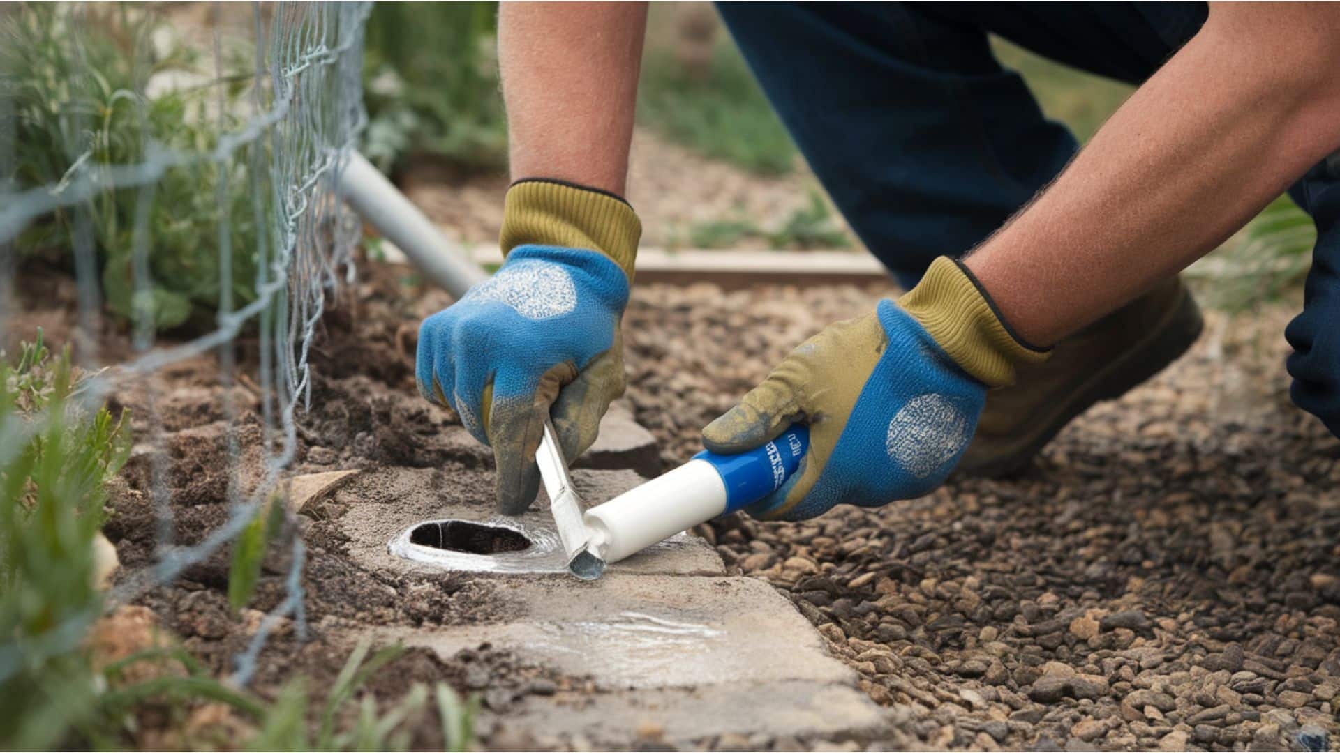 gardener-sealing-holes-fence-wall-steel-wool-caulk-jpeg