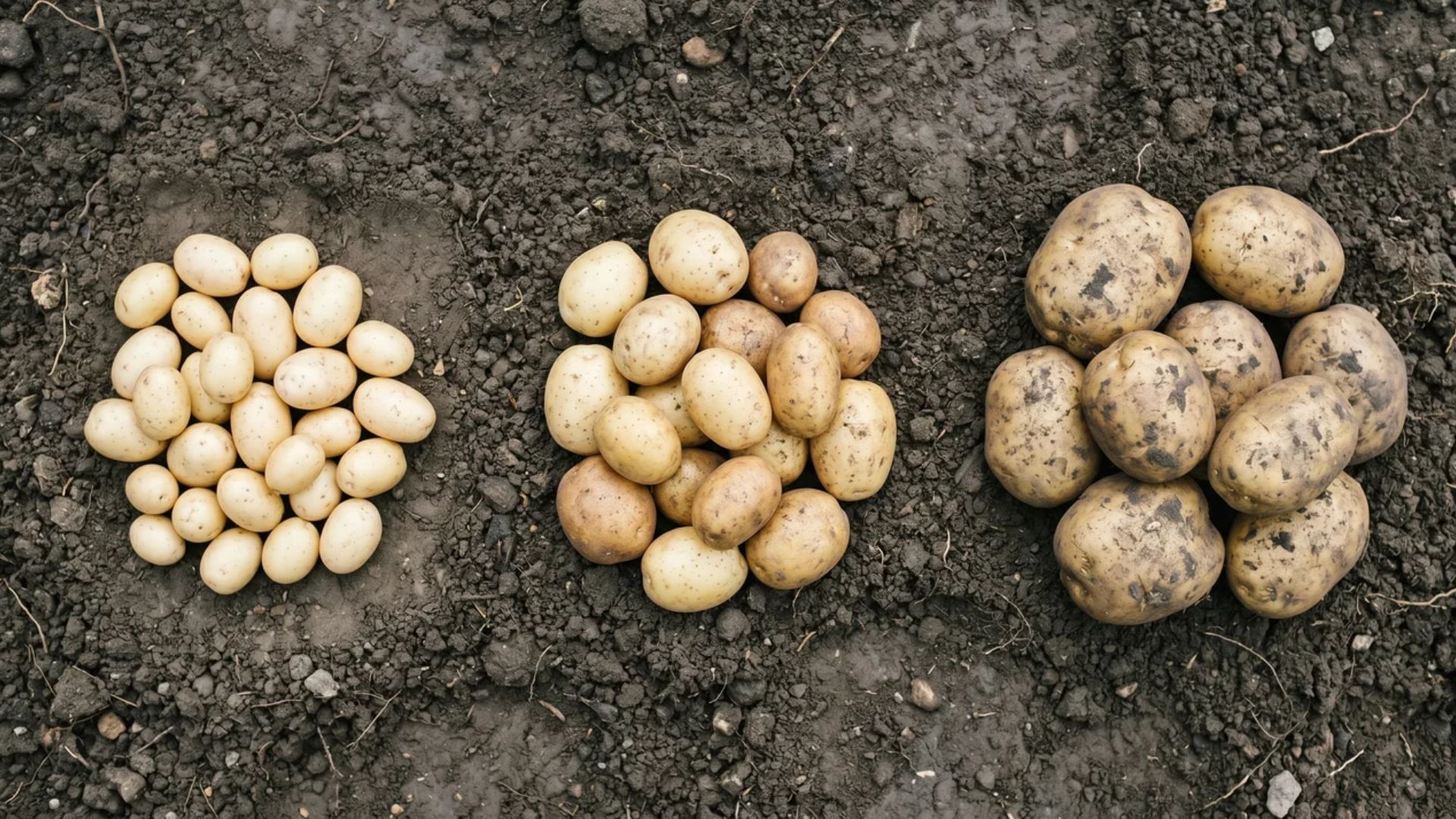 Different potato varieties laid out for selection, highlighting variety type guidance for when to plant potatoes.