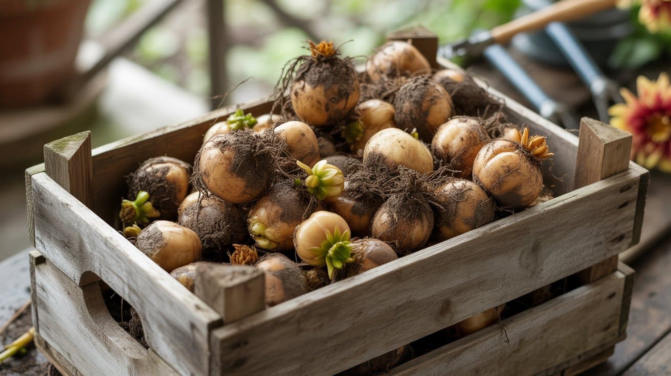 Storing Dahlia Tubers for Winter in A Cool, Dry Place.