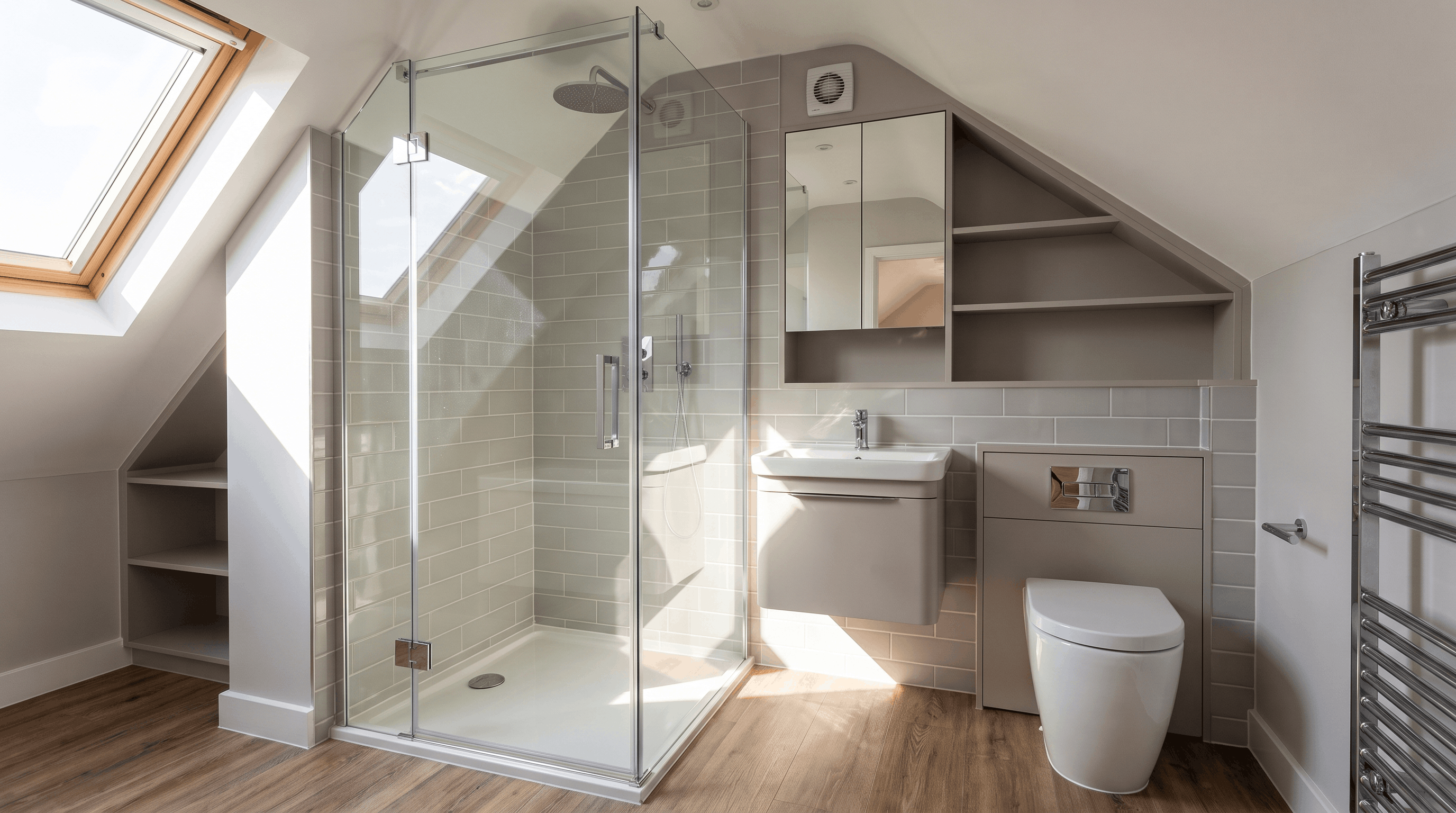 Modern bathroom installed inside a dormer loft conversion
