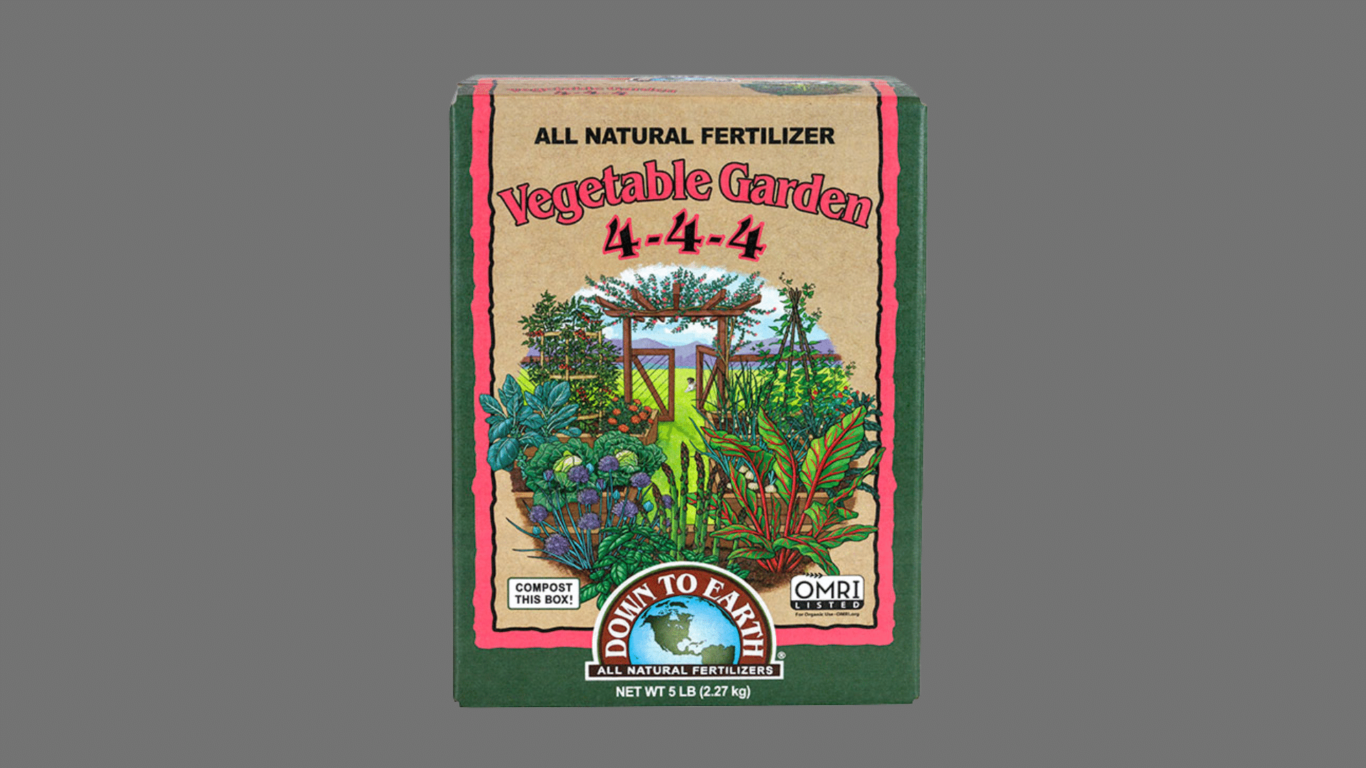 Vegetable garden soil enriched with Down to Earth All Natural (4-4-4) granular fertilizer with label visible