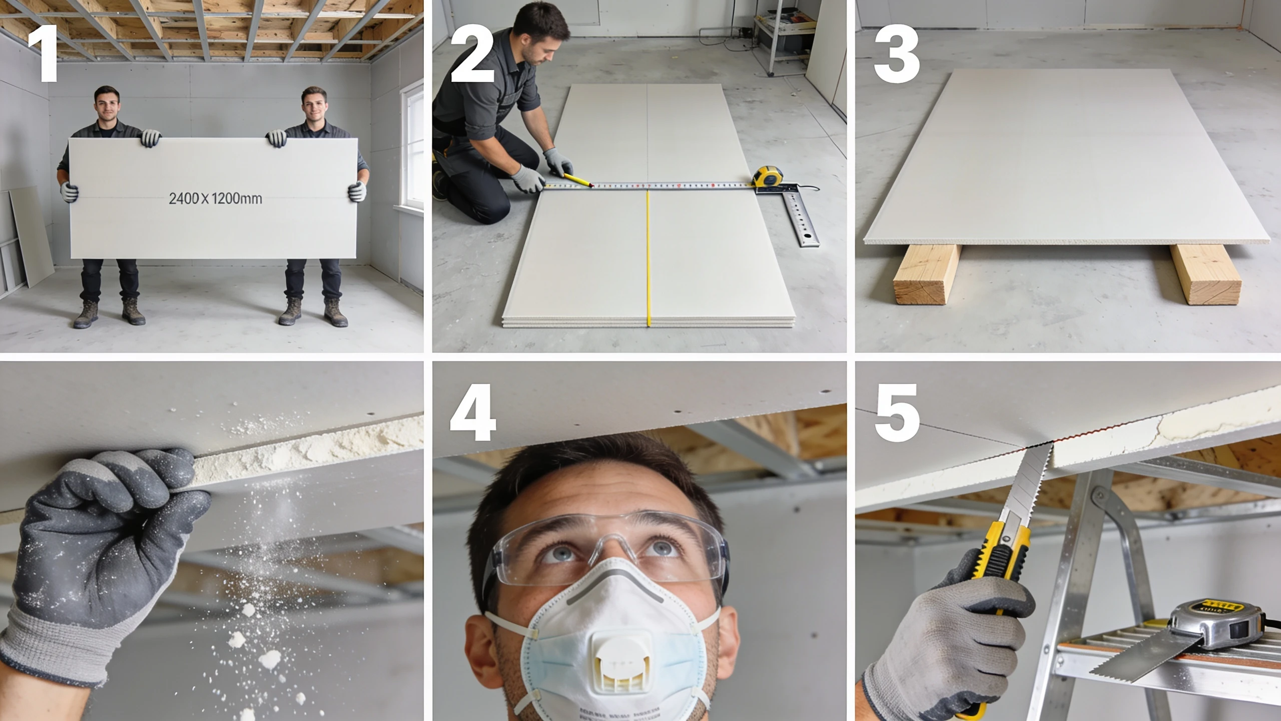 Cutting plasterboard on a wall: detect cables, locate studs, mark opening, cut with oscillating multi-tool, remove section for clean cavity
