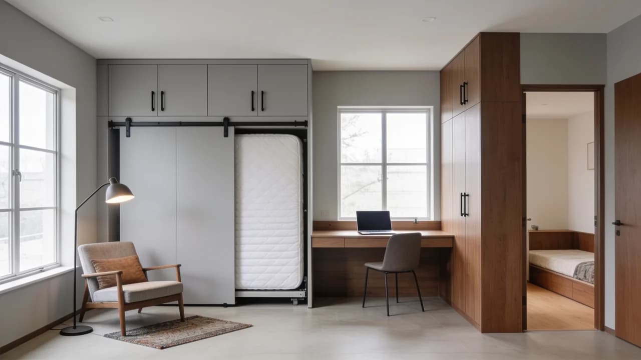 Multi-purpose flex room addition with adaptable furniture.