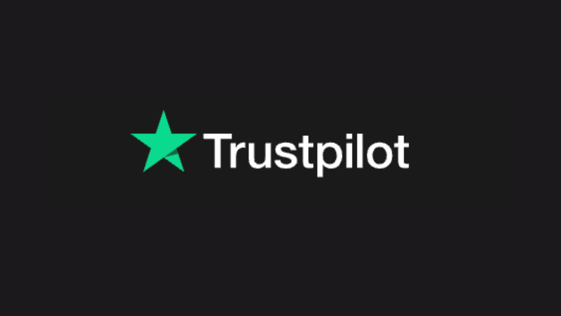 Trustpilot logo with a green star icon and white Trustpilot text displayed on a black background, representing customer reviews.