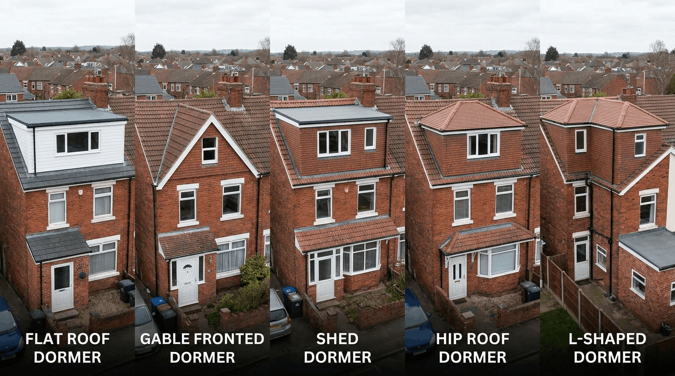 Comparison of different dormer loft conversion roof designs