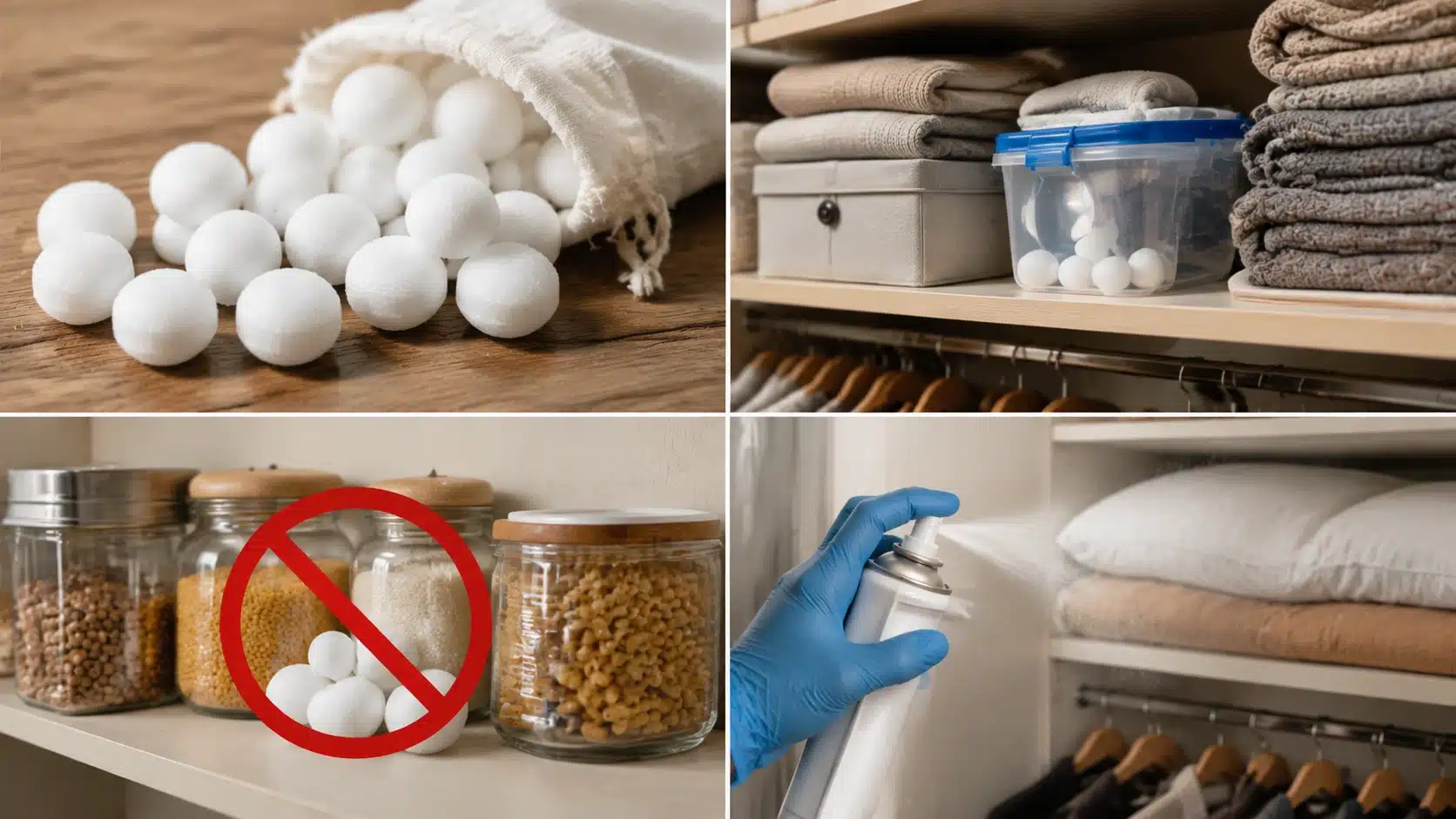 Mothballs stored with clothing and insecticide treatment used for controlling moth infestations safely.