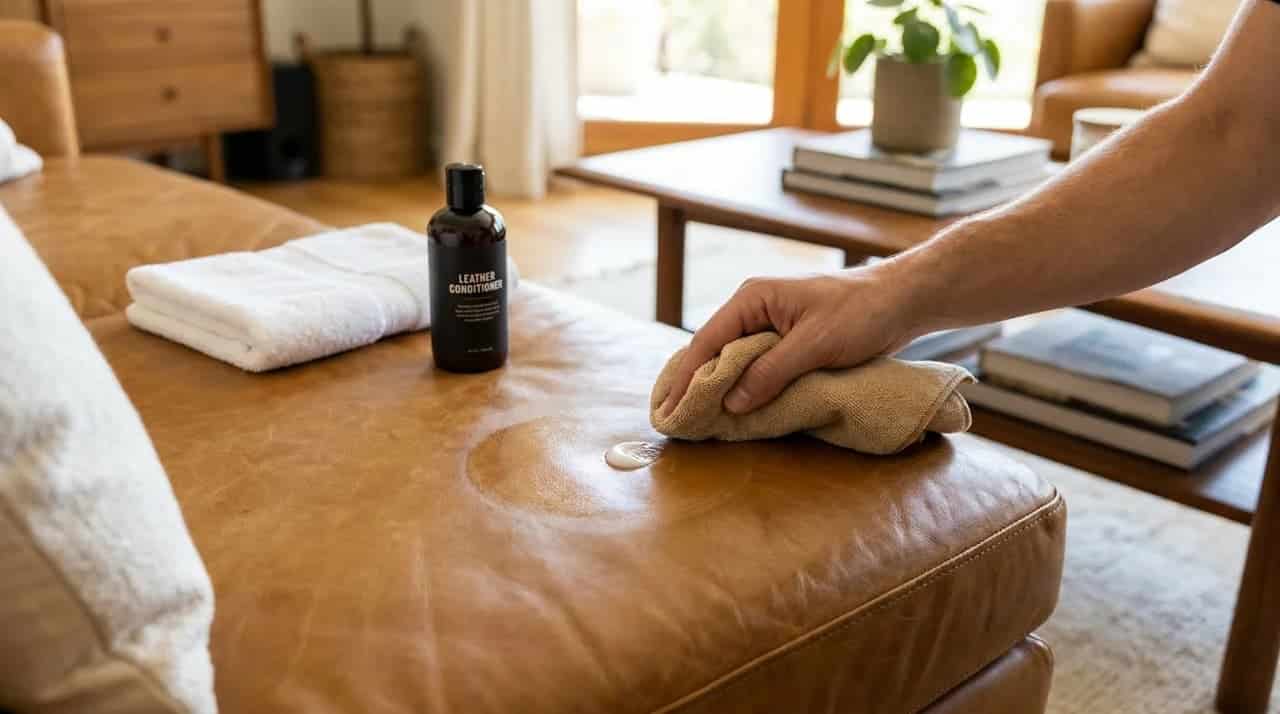 sing leather conditioner after spot cleaning to restore moisture and texture