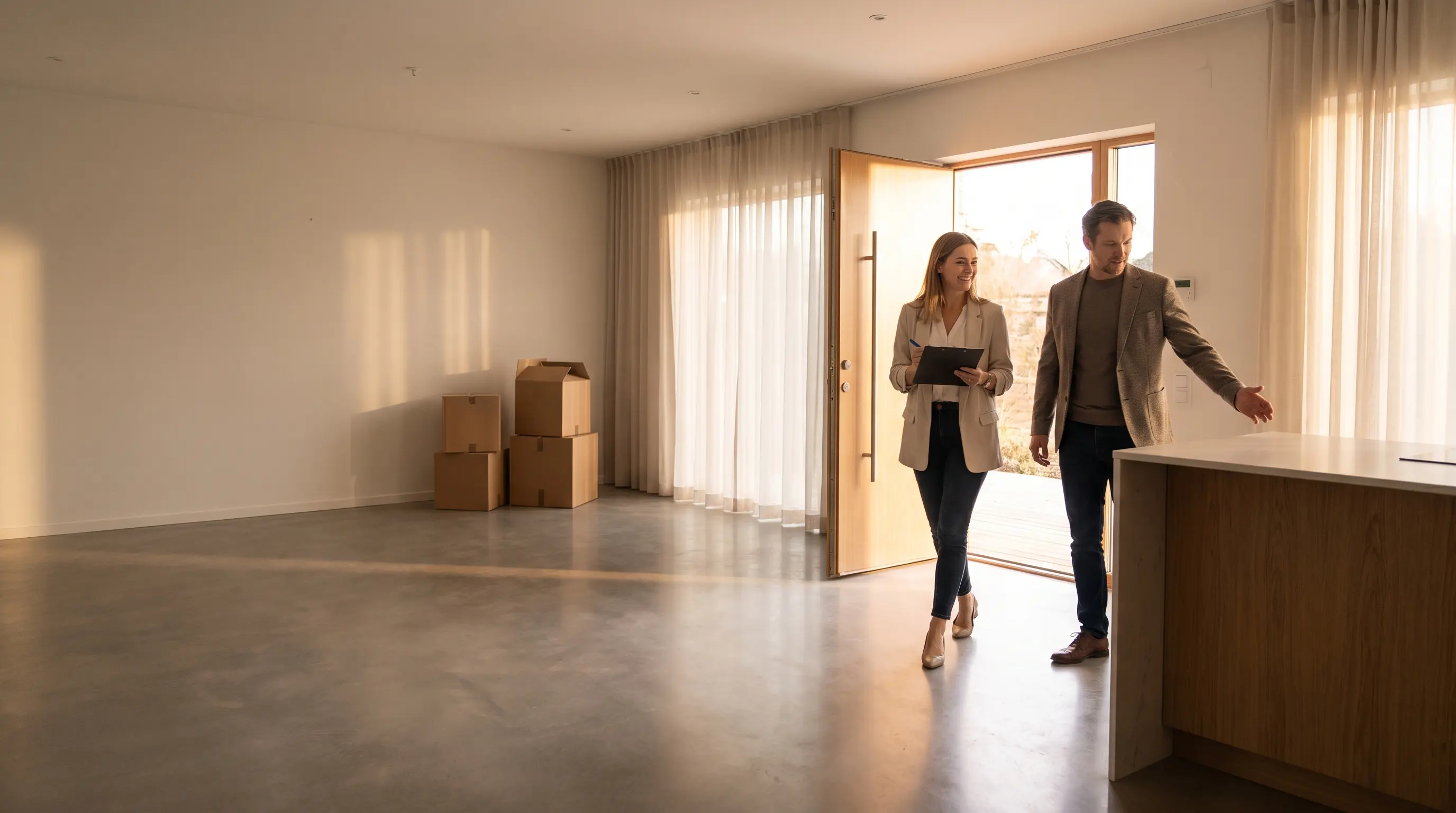 Homebuyers completing final walkthrough before closing day