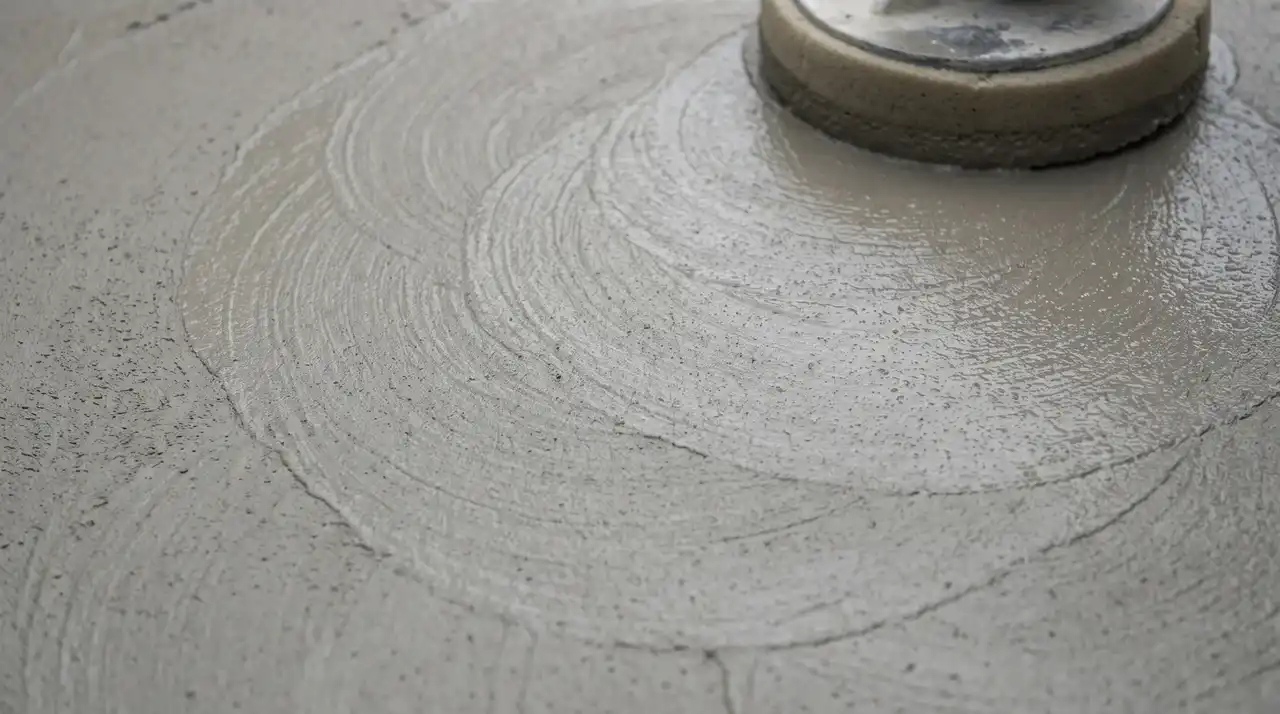 Step five in how to render a wall showing sponge float finishing smooth plaster surface.